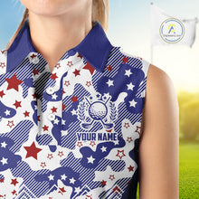 Load image into Gallery viewer, Womens Sleeveless Golf Polo Shirt Camouflage US Flag Custom Patriotic Golf Team Shirts, Golf Gifts NYN2916