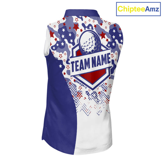Womens Sleeveless Golf Polo Shirt Camouflage US Flag Custom Patriotic Golf Team Shirts, Golf Gifts NYN2916