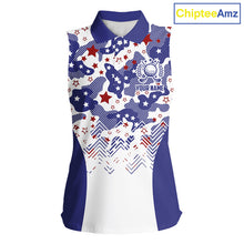 Load image into Gallery viewer, Womens Sleeveless Golf Polo Shirt Camouflage US Flag Custom Patriotic Golf Team Shirts, Golf Gifts NYN2916
