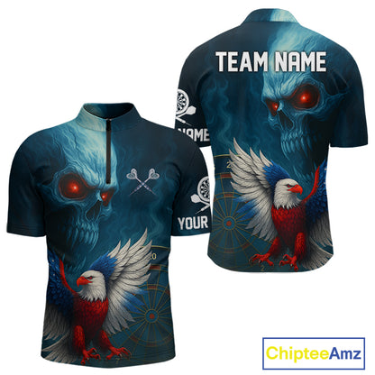 Custom Men Darts Shirt Personalized Smoke Skull Eagle Dartboard Dart Team Jerseys NYN1167