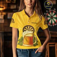 Load image into Gallery viewer, Funny Cheer Beer &amp; Dartboard Barley Flowers Custom Women Polo Darts Shirt Dart Jersey NYN2031
