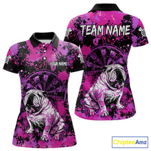 Load image into Gallery viewer, Custom Purple Splash Funny Bulldog Women Darts Polo League Shirts Splatter Dart Team Jerseys NYN2254