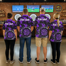 Load image into Gallery viewer, Purple Grunge Skull Cracked Glass Dartboard Custom Women Darts Polo Shirts Dart Team Jerseys NYN2260