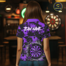 Load image into Gallery viewer, Purple Grunge Skull Cracked Glass Dartboard Custom Women Darts Polo Shirts Dart Team Jerseys NYN2260