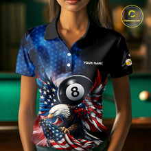 Load image into Gallery viewer, US Flag Eagle Pool 8 Ball &amp; 9 Ball Women's Billiard Shirt Custom Freedom Patriotic Billiard Attire NYN2548