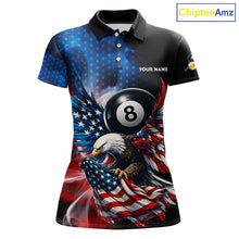 Load image into Gallery viewer, US Flag Eagle Pool 8 Ball &amp; 9 Ball Women's Billiard Shirt Custom Freedom Patriotic Billiard Attire NYN2548