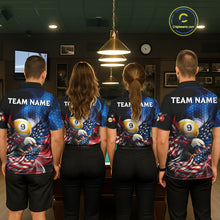 Load image into Gallery viewer, US Flag Eagle Pool 8 Ball &amp; 9 Ball Men's Billiard Shirt Custom Freedom Patriotic Billiard Attire NYN2548