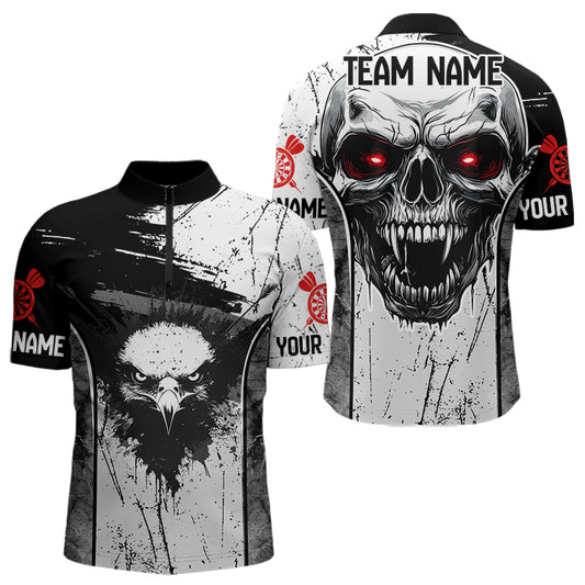 Personalized Eagle And Skull Grunge Style Dart Shirts For Men, Dart Team Jerseys NYN0016