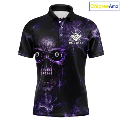 Purple Grim Reaper Billiard Shirts For Men Custom Smoke Skull Flame League Billiard Jerseys NYN2919