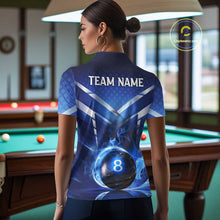 Load image into Gallery viewer, Personalized Blue &amp; Silver Billiard 3D Shirts For Women Ball 8 Flame Billiard Jerseys For Gifts NYN2923