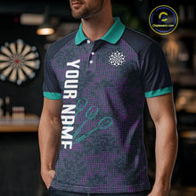 Load image into Gallery viewer, Purple Darts Shirt For Men With Dartboard And Arrows - Custom Team &amp; Player Name NYN0343