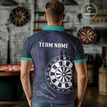 Load image into Gallery viewer, Purple Darts Shirt For Men With Dartboard And Arrows - Custom Team &amp; Player Name NYN0343