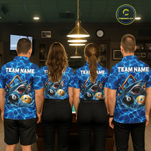 Load image into Gallery viewer, Lightning Blue Waving Funny Shark Mens Billiard Shirts Custom 8 Ball &amp; 9 Ball Billiard Team Jersey NYN3305