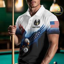 Load image into Gallery viewer, Grunge Blue Funny Eagle 8 Ball &amp; 9 Ball Mens Billiard Shirts Custom Patriotic Billiard Team Attire NYN3307