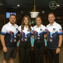 Load image into Gallery viewer, Grunge Blue Funny Eagle 8 Ball &amp; 9 Ball Mens Billiard Shirts Custom Patriotic Billiard Team Attire NYN3307