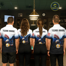 Load image into Gallery viewer, Grunge Blue Funny Eagle 8 Ball &amp; 9 Ball Mens Billiard Shirts Custom Patriotic Billiard Team Attire NYN3307