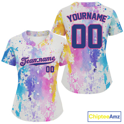 Custom Women Baseball Jersey Personalized Multi Watercolor Youth Authentic Baseball Jerseys NYN1183