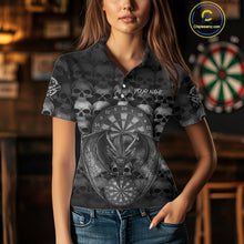 Load image into Gallery viewer, Grey Skull Pattern Dragon Darts League Shirt Custom Retro Skull Women Darts Polo Jersey NYN2049