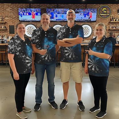 Custom Silver Butterfly Blue Smoking Grunge Dartboard Women Darts Polo Shirts Dart Jerseys NYN2266