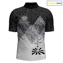 Load image into Gallery viewer, Black White Grunge Heart Dartboard Men Darts Valentine Shirt Custom Dart Quarter-Zip Couple Gifts NYN2553