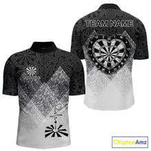 Load image into Gallery viewer, Black White Grunge Heart Dartboard Men Darts Valentine Shirt Custom Dart Quarter-Zip Couple Gifts NYN2553