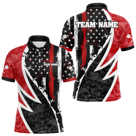 Skulls With Custom American Flag Dart Shirts For Men, Dart Team Jerseys NYN0024