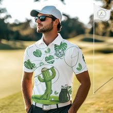 Load image into Gallery viewer, Mens Green Monstera Pattern Golf Clothing Custom Cactus Golfer Funny Mens Golf Polo Shirt NYN2931