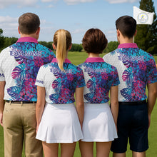 Load image into Gallery viewer, Mens Golf Clothing Monstera Pattern Floral Golf Shirt Custom Men White Golf Polo Best Golf Gifts NYN2936