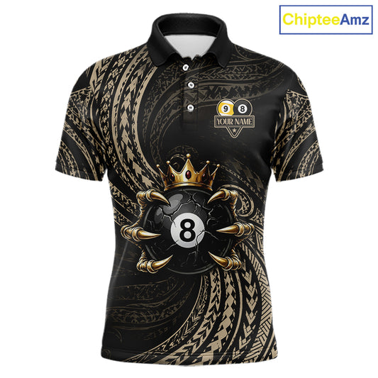 Tribal Pattern Billiard Shirts For Men Custom  Skull Crown 8 Ball And 9 Ball Billiard Team Jersey NYN3134