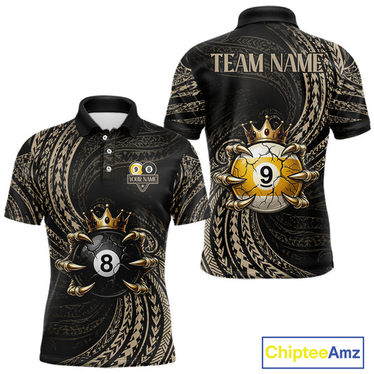 Tribal Pattern Billiard Shirts For Men Custom  Skull Crown 8 Ball And 9 Ball Billiard Team Jersey NYN3134