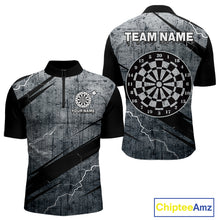 Load image into Gallery viewer, Grey Grunge Dartboard Darts Team Shirt - Custom Name - Men’s Darts Jersey NYN0354