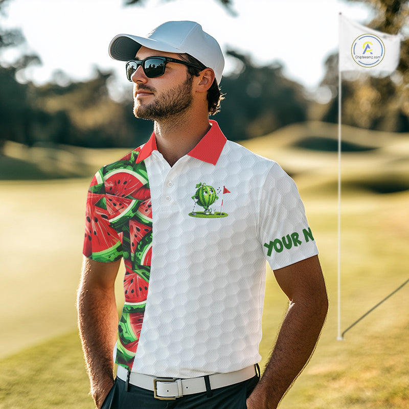 Custom Watermelon Golfer Funny Golf Team Outfits Watermelon Slices Golf Polo Golf Shirts For Men NYN3319