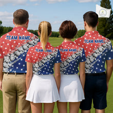 Load image into Gallery viewer, Red And Blue Grunge Golf Apparel Patriotic Mens Golf Polo Shirts, Golf Team Outfits NYN3321