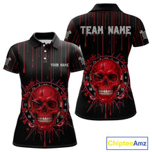 Load image into Gallery viewer, Custom Red Dripping Horror Skull Dartboard Dart Women Polo Jerseys Dart Team Shirts NYN1756