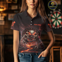 Load image into Gallery viewer, Lightning Orange Skeleton Dartboard Custom Women Polo Dart Shirt Gifts For Dart Players NYN1764