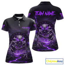 Load image into Gallery viewer, Lightning Purple Skeleton Dartboard Custom Women  Polo Dart Shirt Gifts For Dart Players NYN1765
