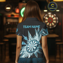 Load image into Gallery viewer, Blue Snow Ice Dartboard Women Darts Polo Shirt Custom Name &amp; Team Xmas Dart League Shirt NYN2057