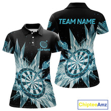 Load image into Gallery viewer, Blue Snow Ice Dartboard Women Darts Polo Shirt Custom Name &amp; Team Xmas Dart League Shirt NYN2057