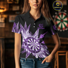 Load image into Gallery viewer, Purple Snow Ice Dartboard Women Darts Polo Shirt Custom Name &amp; Team Xmas Dart League Shirt NYN2058