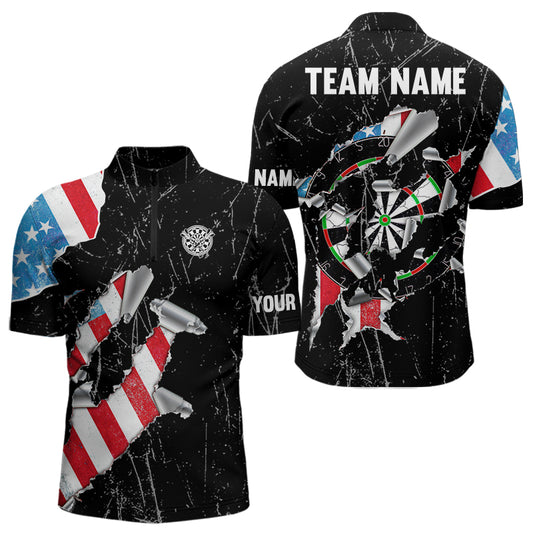 Custom American Flag Grunge Style Dart Shirts For Men, Dart Team Jerseys NYN0025