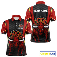 Load image into Gallery viewer, Red Powerful Bull Darts Dartboard Shirt For Men - Custom Team &amp; Player Name NYN0359