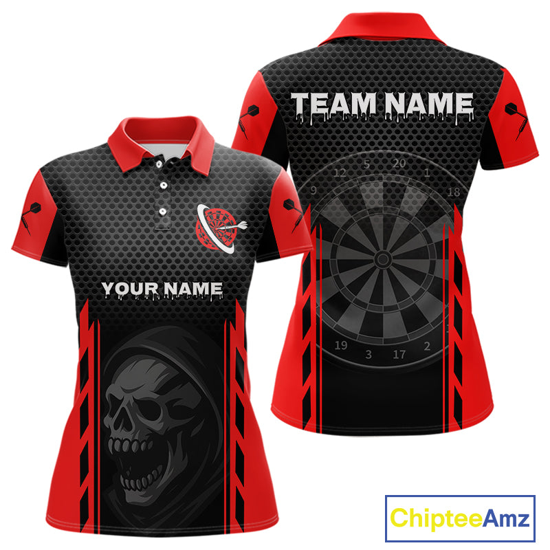 Black & Red Grim Reaper Dartboard Darts Shirt For Women Custom Team Name NYN0365