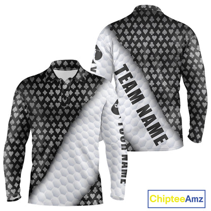 Mens Grey Poker Golf Shirt Custom Poker White Golf Ball Polo, Golf Team Outfits For Golfers NYN3332