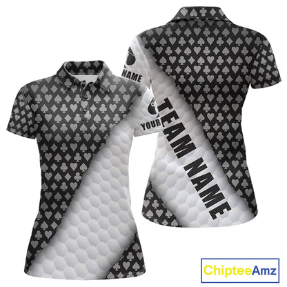Grey poker golf polo shirt for women custom white golf ball team apparel