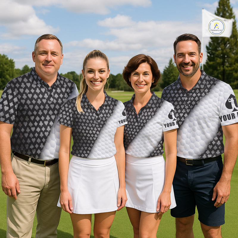 Mens Grey Poker Golf Shirt Custom Poker White Golf Ball Polo, Golf Team Outfits For Golfers NYN3332