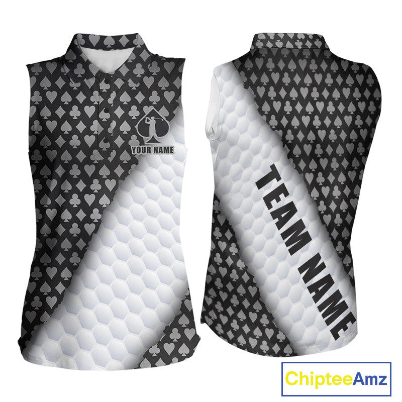 Grey poker golf polo shirt for women custom white golf ball team apparel