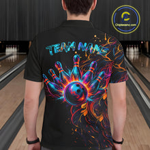 Load image into Gallery viewer, Male bowler wearing Funny Lion Colorful Splatter bowling jersey custom team bowling apparel