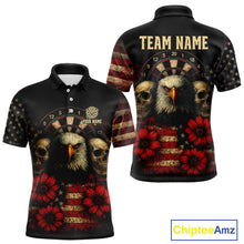 Load image into Gallery viewer, Personalized Eagle Darts Shirt - American Flag Patriotic Archery Jerseys For Men NYN1214