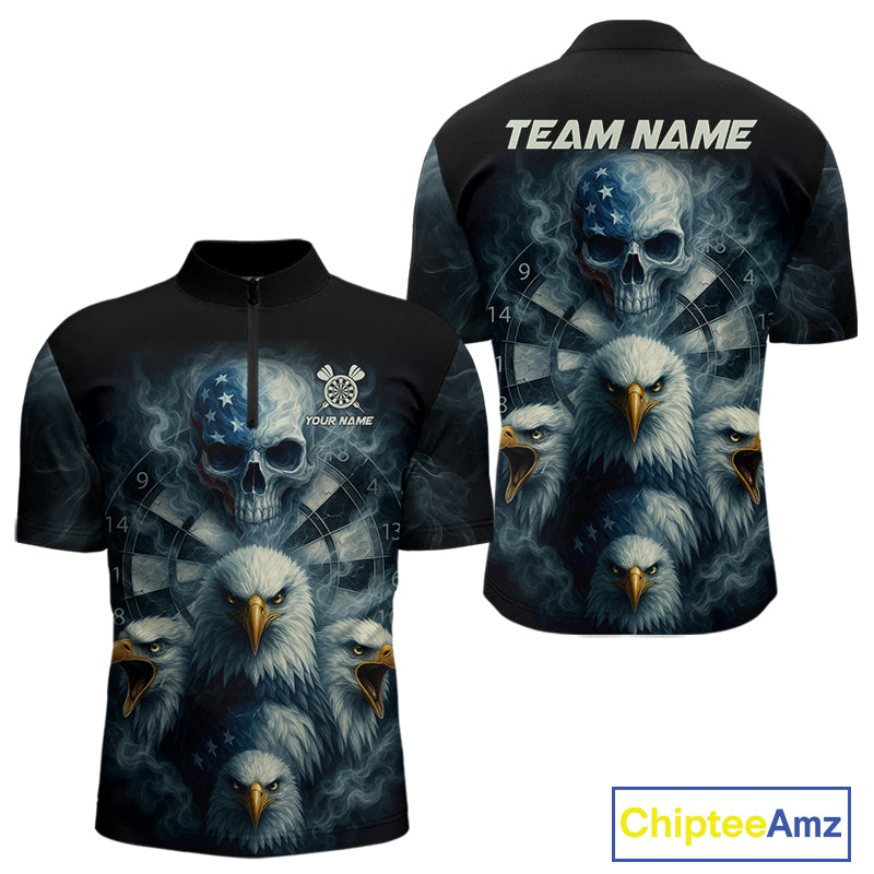 Personalized Eagles Skull Dart Shirt Custom Dartboard Team Dart Jerseys For Men NYN1217