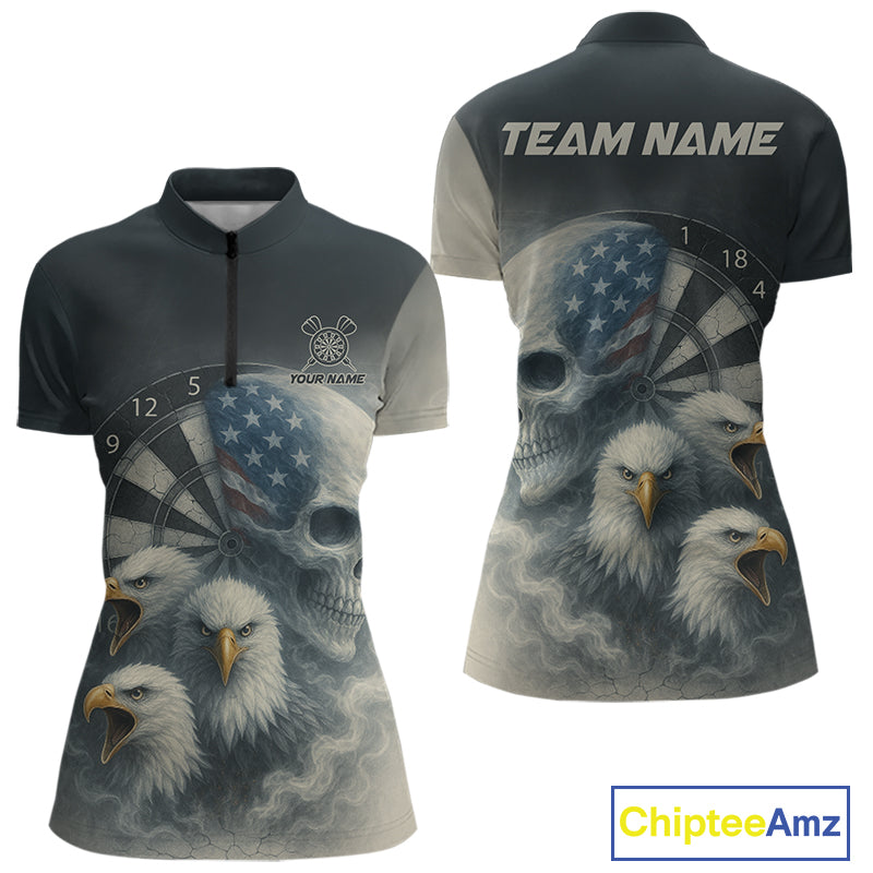 Personalized Patriotic Dart Shirt Custom Eagle Skull Dartboard Dart Jerseys For Women NYN1218